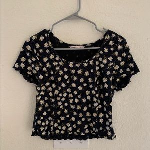 Black Floral Crop Top